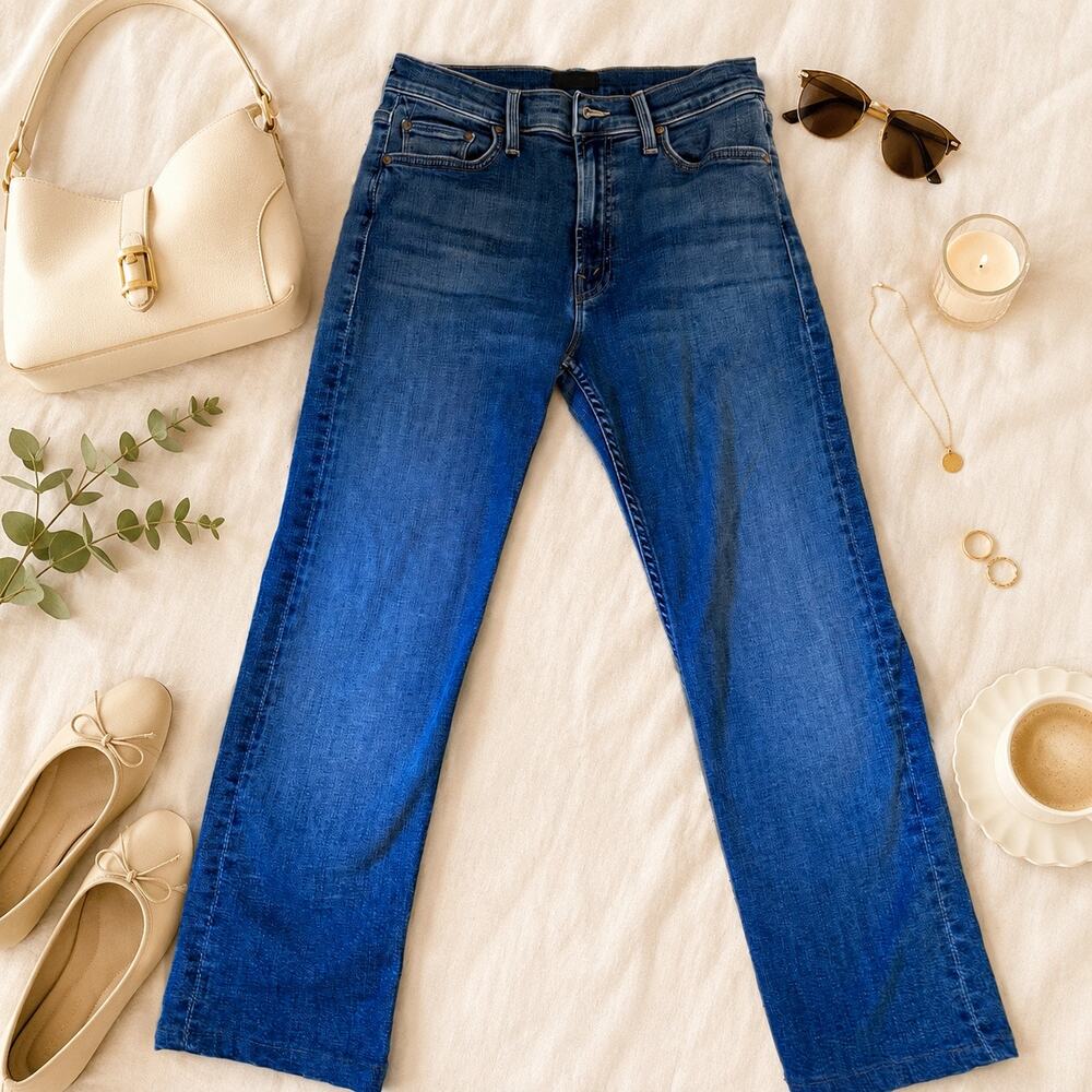 MOTHER Jeans Women’s Cropped Denim Blue Stretch